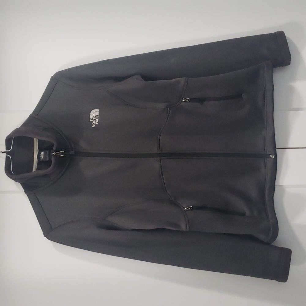 Womens North Face Gray Jacket with Pockets and Velour Like Detail Size Medium